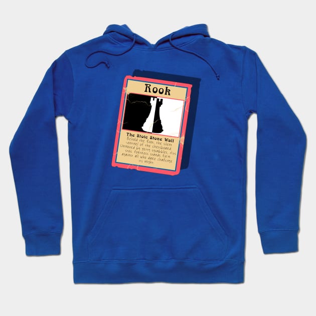 The Stoic Stone Wall Chess Rook Trading Card Hoodie by Fun Funky Designs